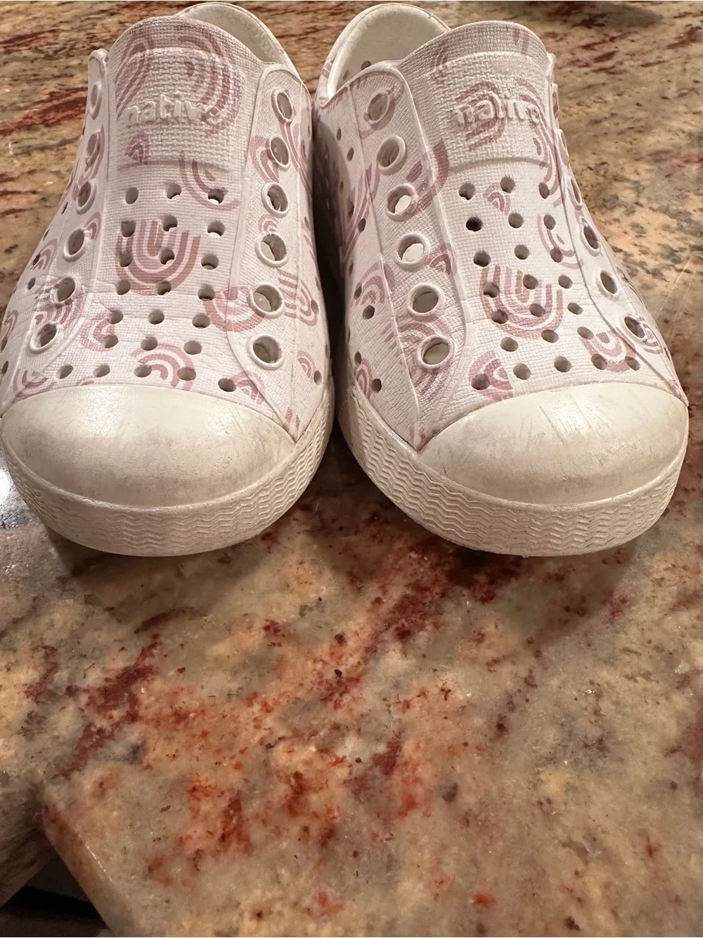2 pairs of Native Toddler Silver Glitter Jefferson and white Slip-On Water Shoes